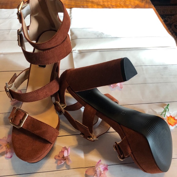 PEEP TOE PLATFORM CHUNKY HIGH HEEL GLADIATOR … - Picture 10 of 10
